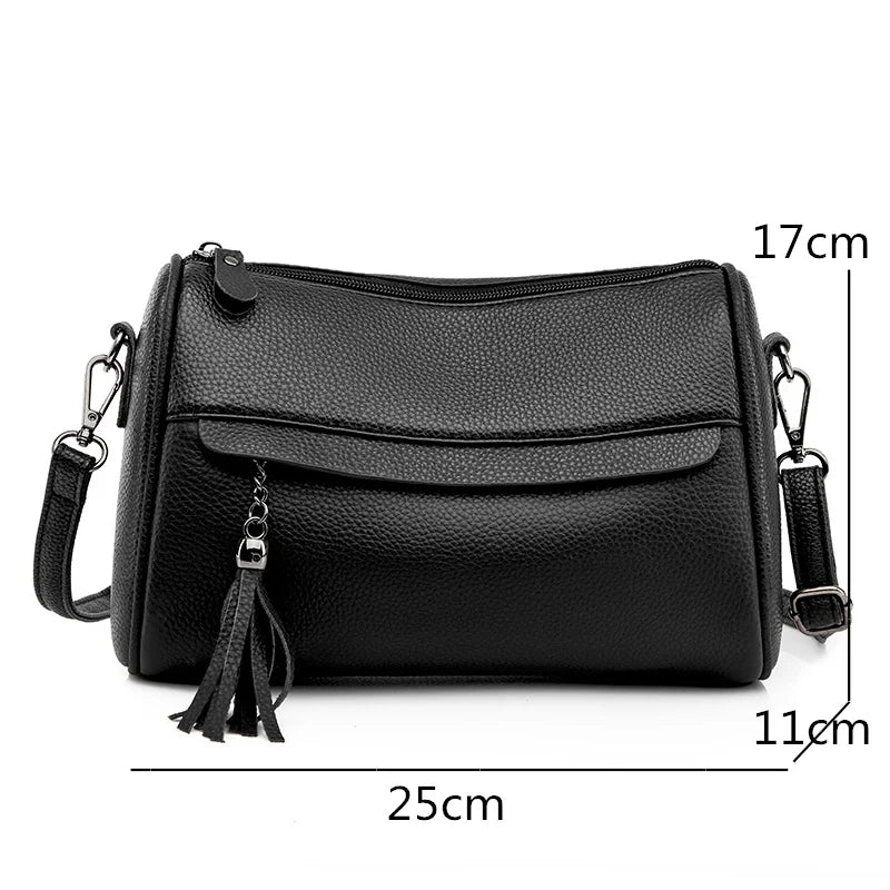 Small Leather Handbag for Women, Cross Body Pillow Messenger Bag