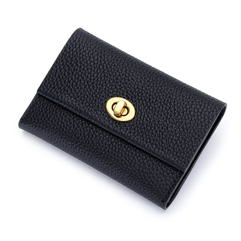 Women's Cowhide Short Wallet Multi-functional Leather Card Bag