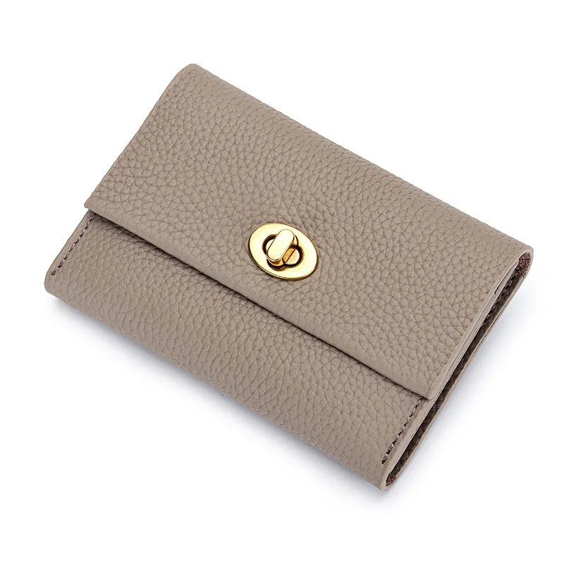 Women's Cowhide Short Wallet Multi-functional Leather Card Bag
