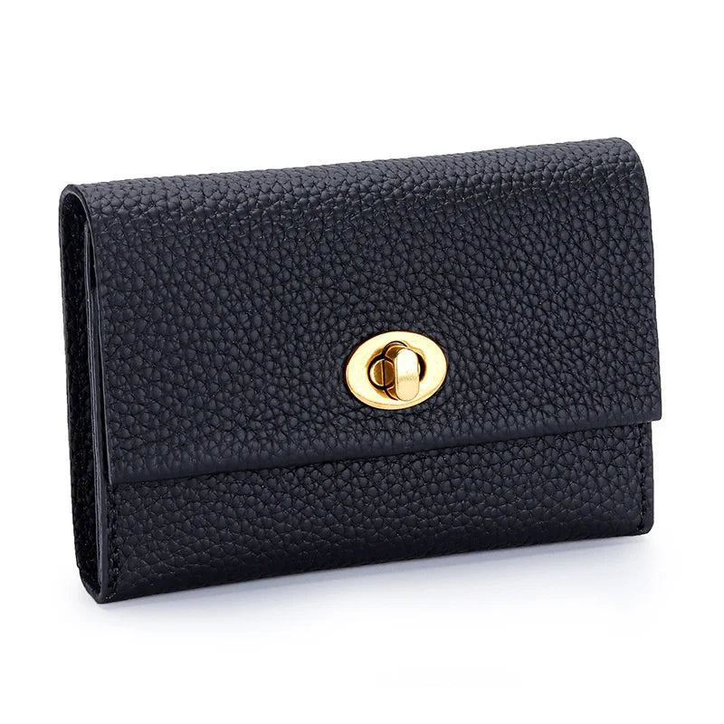 Women's Cowhide Short Wallet Multi-functional Leather Card Bag