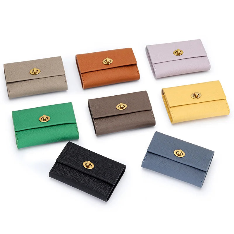 Women's Cowhide Short Wallet Multi-functional Leather Card Bag
