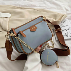 Women Small Shoulder Bag PU Leather Three in One Handbags Crossbody Bag