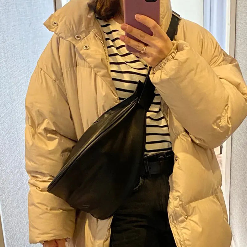 Winter Wide Single Strap PU Leather Chest Bags for Woman