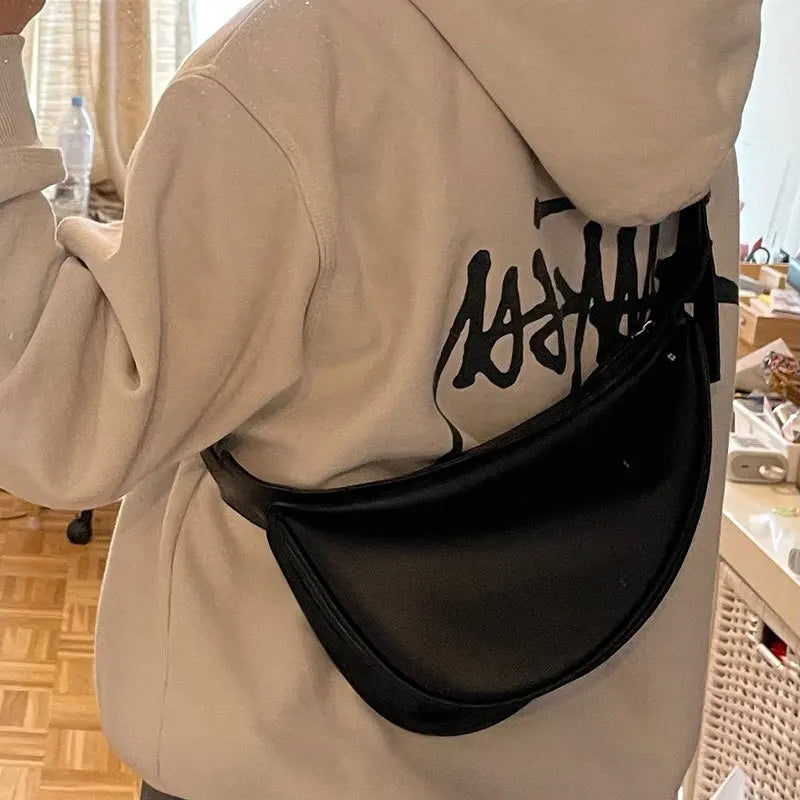 Winter Wide Single Strap PU Leather Chest Bags for Woman