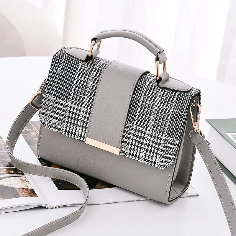 Plaid Stitching Square Bag Crossbody Shoulder Small Bag Female Bag