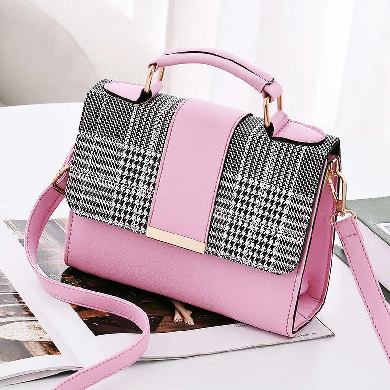 Plaid Stitching Square Bag Crossbody Shoulder Small Bag Female Bag