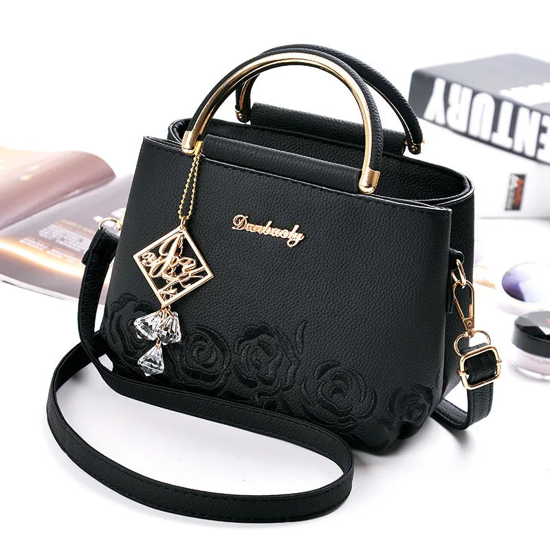 Embroidered Pendant Women's Shoulder Bag and Handbag