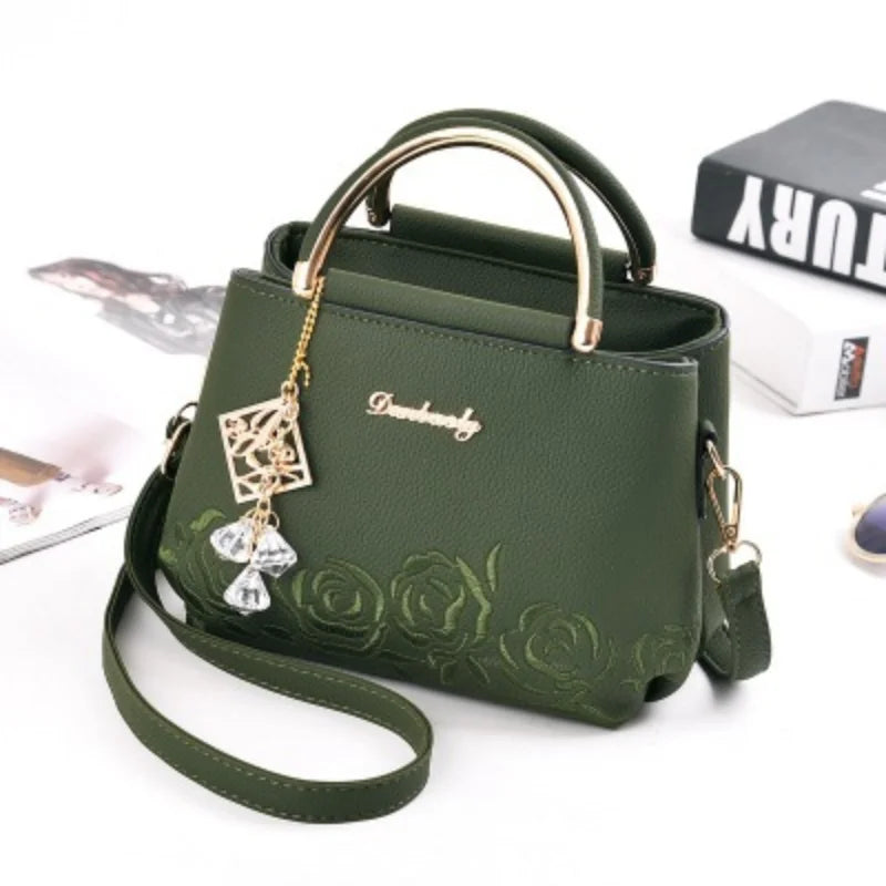 Embroidered Pendant Women's Shoulder Bag and Handbag