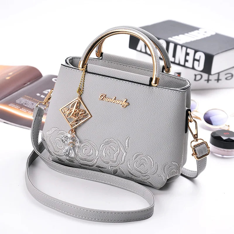 Embroidered Pendant Women's Shoulder Bag and Handbag