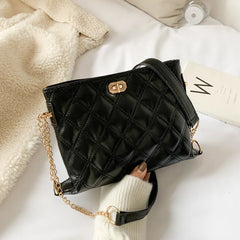Women's Leather Rhombus Shoulder Chain Handbag