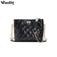 Women's Leather Rhombus Shoulder Chain Handbag
