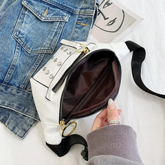 Rivet Leather Waist Bag for Women Lady Fanny Pack Shoulder Bags Wallet