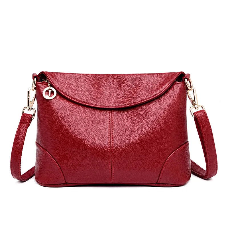 Women's Messenger Shoulder Bag Soft Leather Small Square