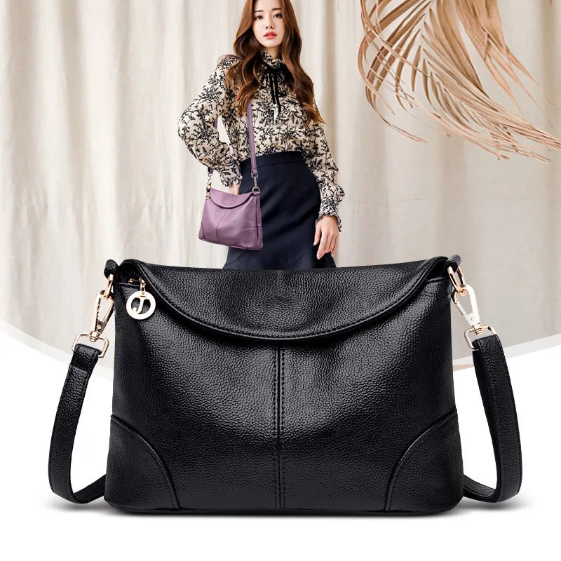 Women's Messenger Shoulder Bag Soft Leather Small Square