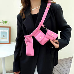 3Pcs/set Leather Fanny Pack Waist Bag Crossbody Casual Female Purse Phone Pouch