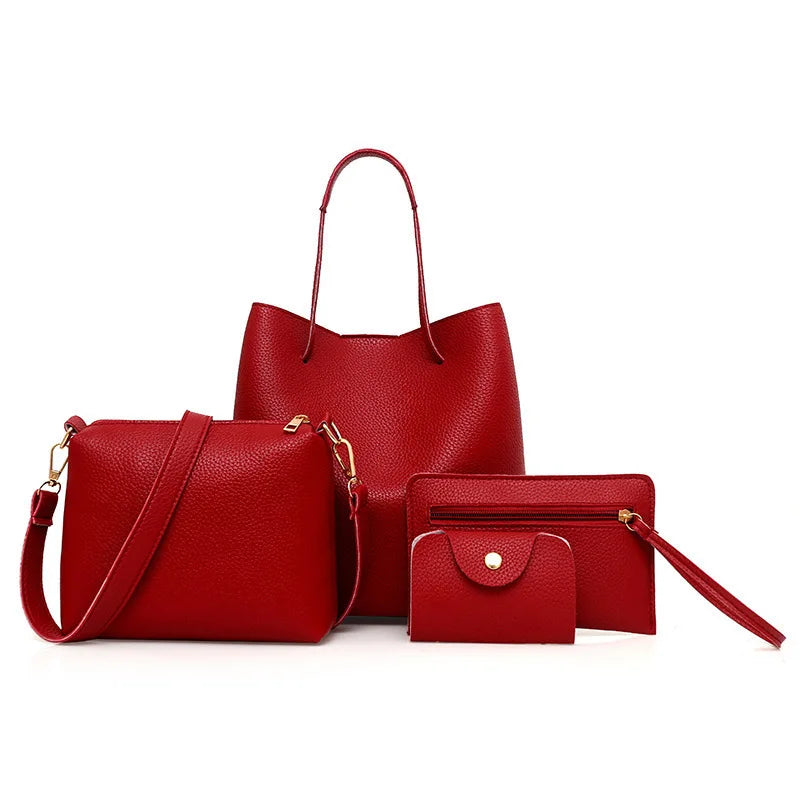 Women 4Pcs/Set Handbags OL Tote/Messenger Bag Crossbody Bag