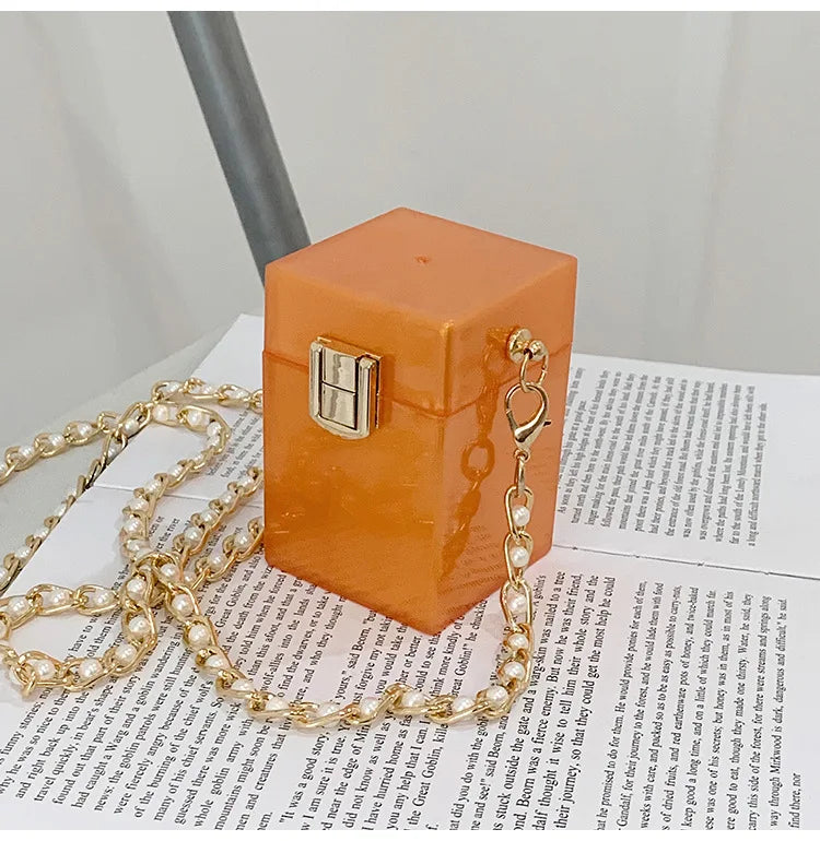 Clear Lipstick Bag Box Clutches Purse Crossbody Bag Women Handbags