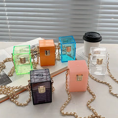 Clear Lipstick Bag Box Clutches Purse Crossbody Bag Women Handbags