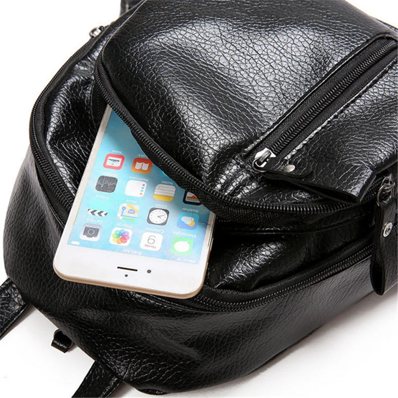 Women Casual School Bag Backpack PU Leather Travel Shoulder Bag