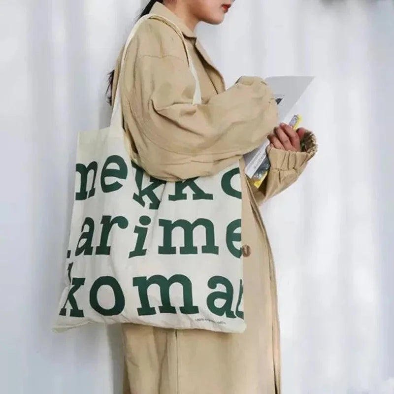 Women Alphabet Canvas Shoulder Bags Female Casual Tote Handbags