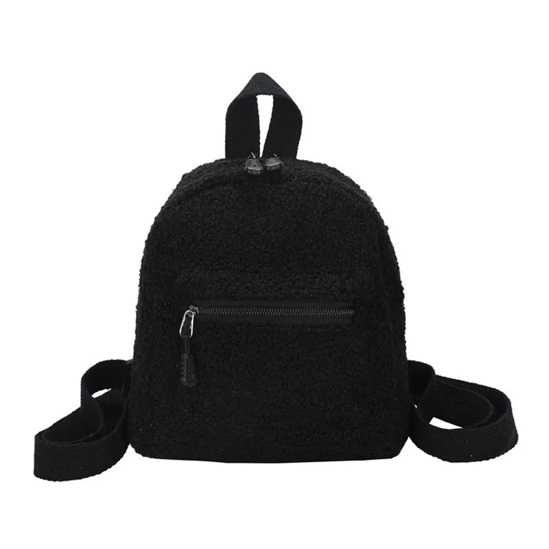 Women Plush Backpack Soft Winter Stylish Small Daypack