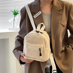 Women Plush Backpack Soft Winter Stylish Small Daypack
