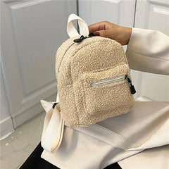 Women Plush Backpack Soft Winter Stylish Small Daypack
