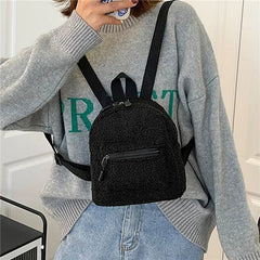 Women Plush Backpack Soft Winter Stylish Small Daypack