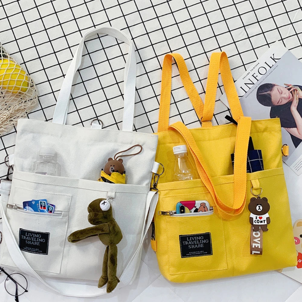 Cartoon Canvas Women Backpack Handbag Student School Shoulder Crossbody Bag
