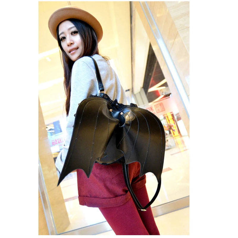Women Backpack Bat Wing Backpacks Punk School Bag For Girls