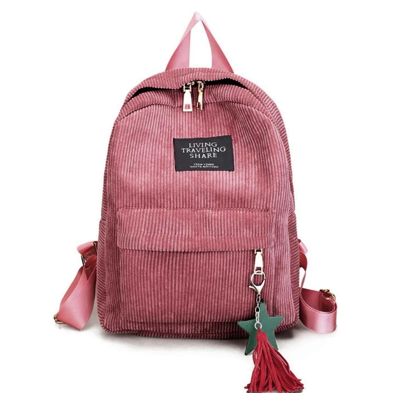 Women Backpack Casual College School Bookbag Travel Tassel Daypack