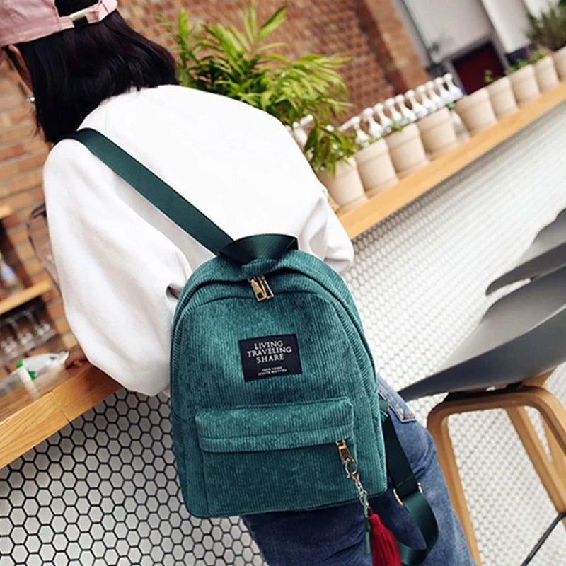 Women Backpack Casual College School Bookbag Travel Tassel Daypack