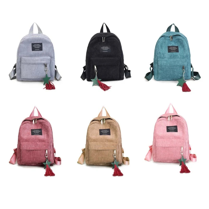 Women Backpack Casual College School Bookbag Travel Tassel Daypack