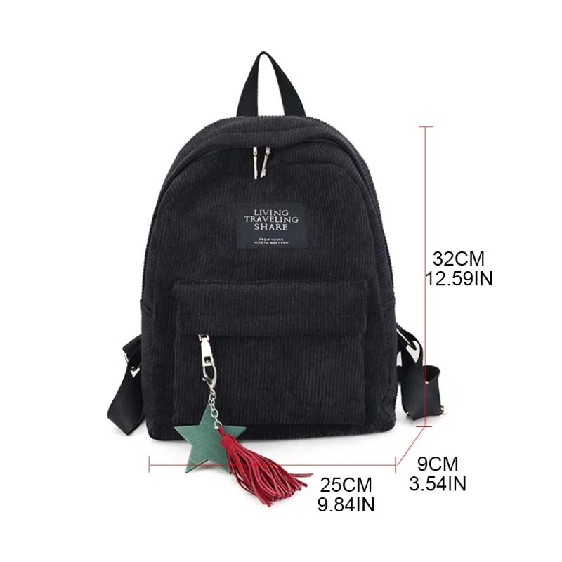 Women Backpack Casual College School Bookbag Travel Tassel Daypack