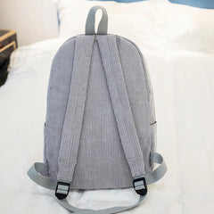Corduroy Women Backpack Striped School Bag Rucksack
