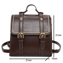 Vintage Small PU Leather Women Backpack School Bags for Girls