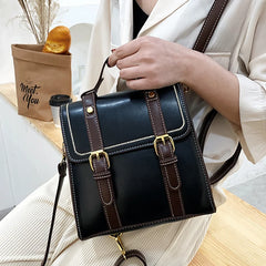 Vintage Small PU Leather Women Backpack School Bags for Girls