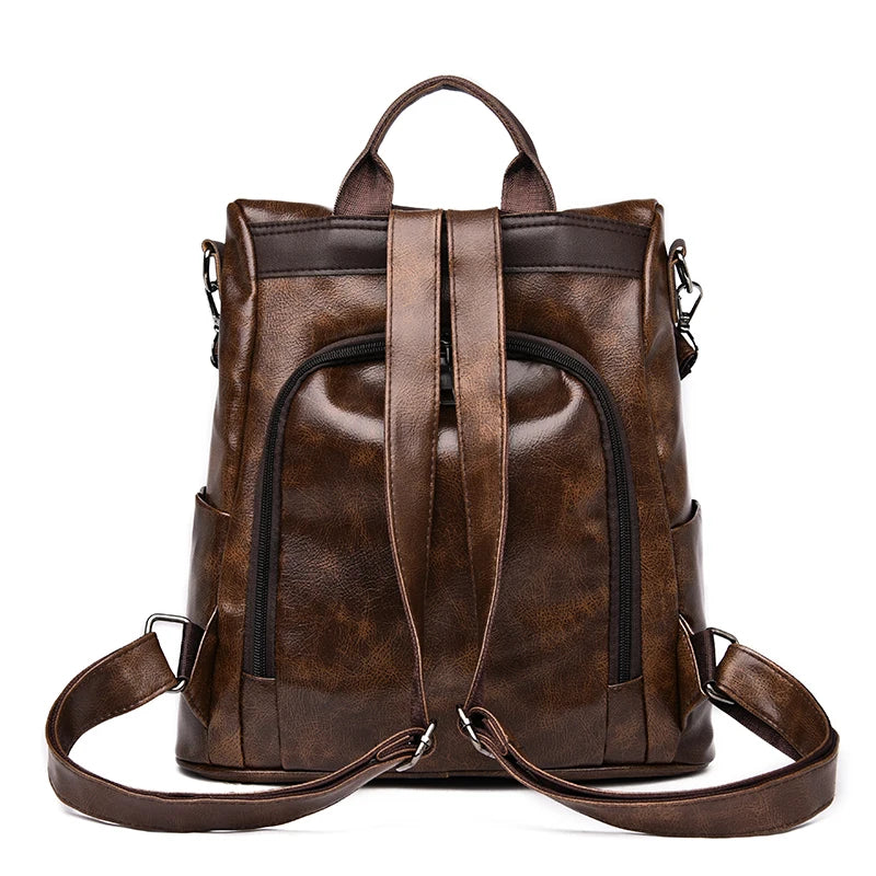 Women Backpack Soft Leather Book School Bags For Teenage Girls