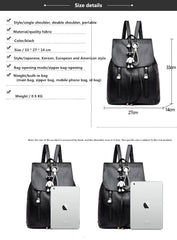 Women Backpack Girls School Bags Large Capacity Book Bag Multi-pocket