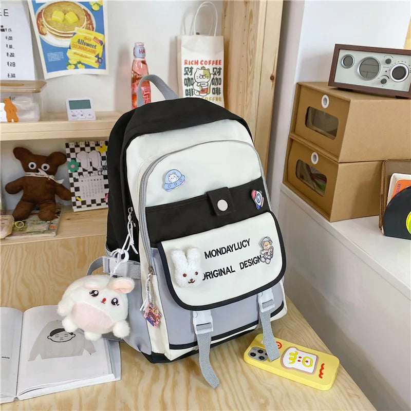 Women Backpack Large Multi-pocket Schoolbag for Teenage Girl