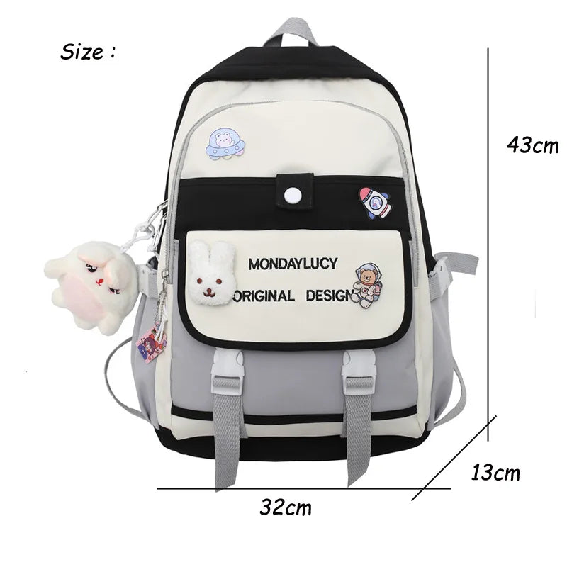 Women Backpack Large Multi-pocket Schoolbag for Teenage Girl