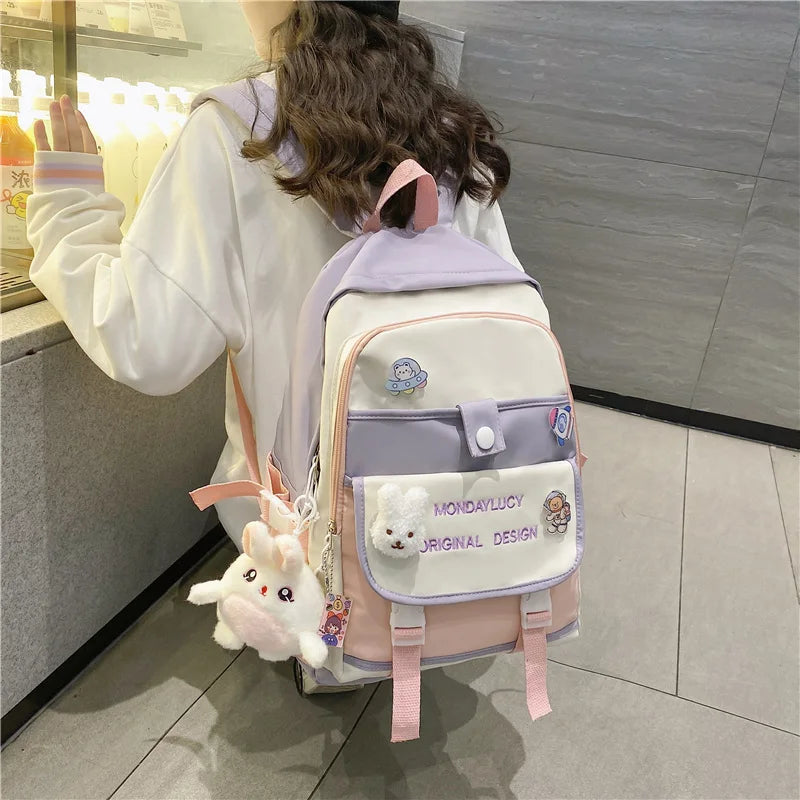 Women Backpack Large Multi-pocket Schoolbag for Teenage Girl