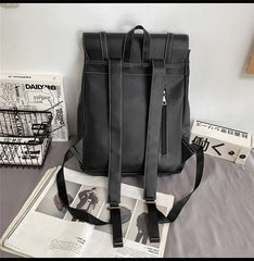 Vintage PU Leather Women Backpack Men Rucksack Large Capacity School Bag