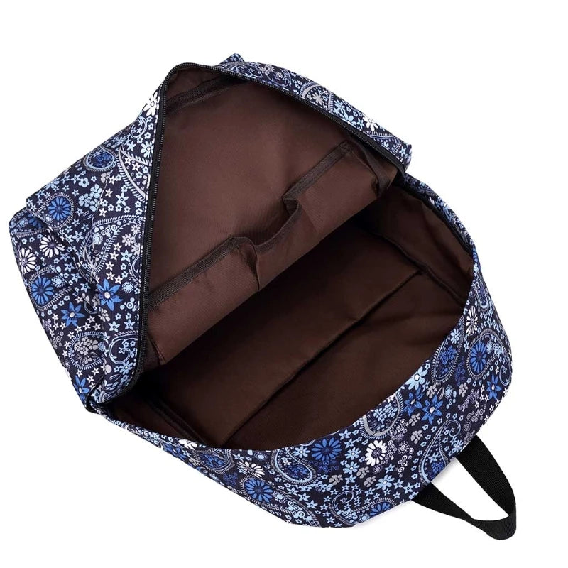 Women Backpack Printing Nylon School Bookbag Daypack Large Capacity Rucksack