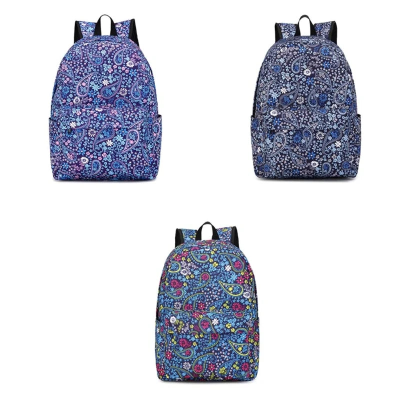 Women Backpack Printing Nylon School Bookbag Daypack Large Capacity Rucksack