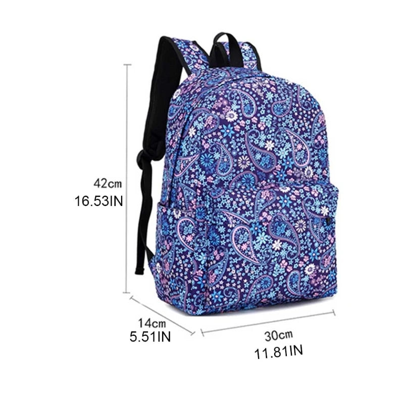 Women Backpack Printing Nylon School Bookbag Daypack Large Capacity Rucksack