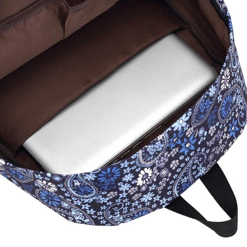 Women Backpack Printing Nylon School Bookbag Daypack Large Capacity Rucksack