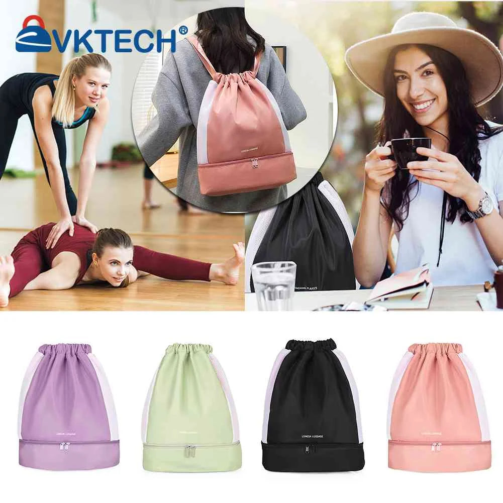 Women Backpack Sack Waterproof Gym Bag with Wet Separation Storage