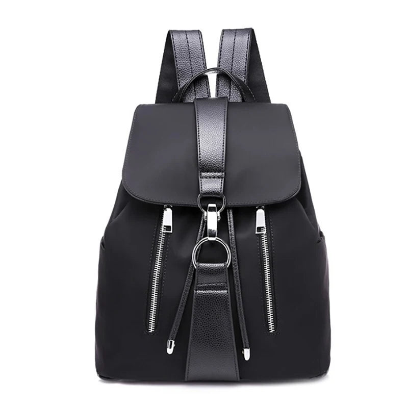 Nylon School Backpack Lock Femme Mochila Female Backpack