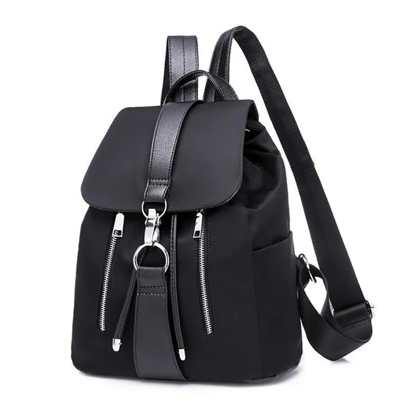 Nylon School Backpack Lock Femme Mochila Female Backpack